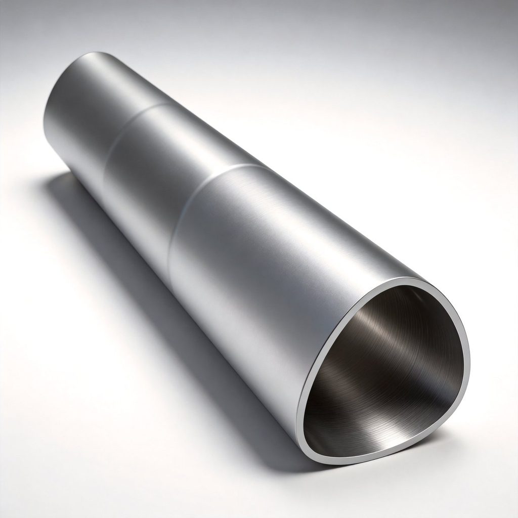 White anodized aluminum round tube with a machined end